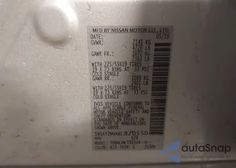 2019 Nissan Rogue Sl from USA, damaged, VIN 5N1AT2MVXKC820550